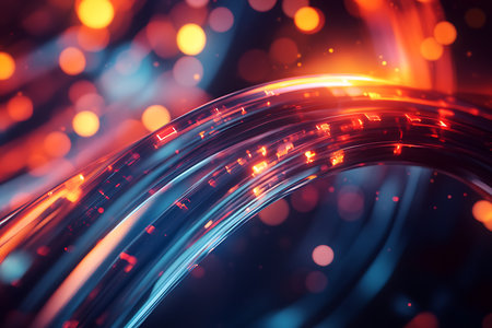 Experience the mesmerizing dance of light with swirling trails and glowing bokeh. This image evokes a sense of energy, speed, and futuristic wonder, perfect for digital art.の素材