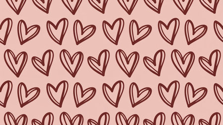 Handdrawn hearts pattern on a pink backgroundの素材