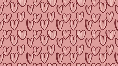 Pink background with repeating heart pattern designの素材