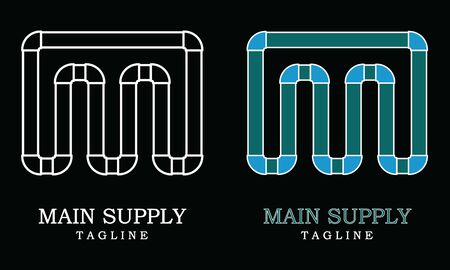 Letter M Initial Logo shaped from Bending Pipes. Fit for business, company logo, card, architecture, water related, etc.のイラスト素材