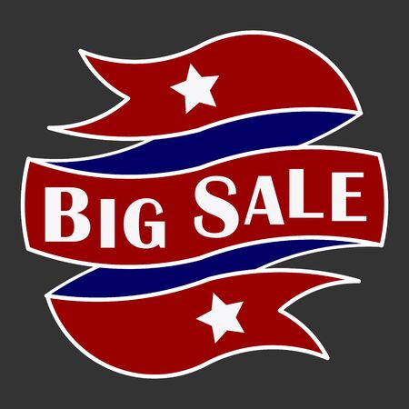 BIG SALE Promo Text written on Wrapping Ribbon with space for text. Perfect for sale, promo, selling, label, sticker, price tag, retail, product, discount, etcのイラスト素材