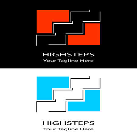 Vector design template of the stairs, steps in a trendy Line Art style - perfect for architecture, interior company, stairs specialist, contractor, supplier, etc.のイラスト素材