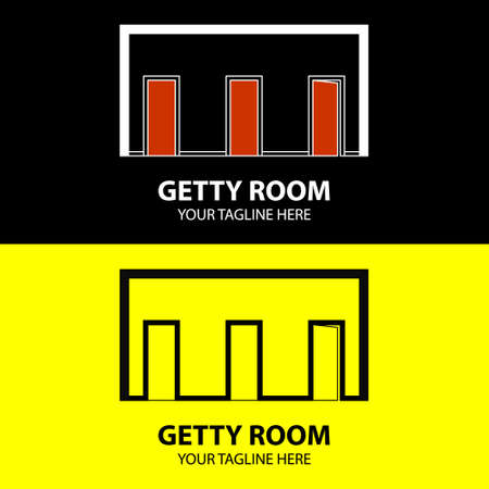 Vector design template of the three doors in a trendy flat design style. Perfect for hotel, motel, room rental, apartment, housing, etc.のイラスト素材