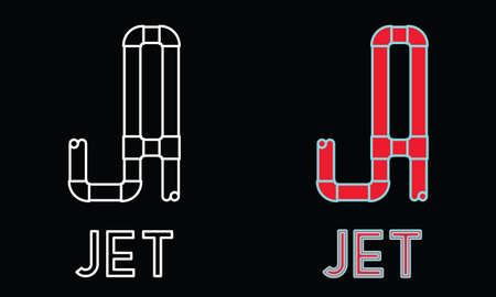 Letter J Initial  shaped from Bended Pipes. Fit for business, icon, identity, company , card, architecture, water related, etc.のイラスト素材