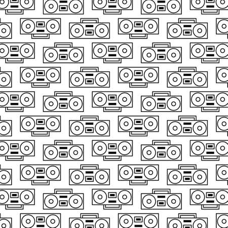 Pattern design of Tape Recorder illustration with white color background.のイラスト素材