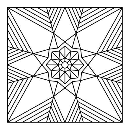 Square tile pattern design with white background good for Coloring book, ceramic tile, fabric motif, etc.のイラスト素材