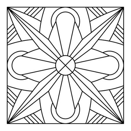 Tile Pattern Design with white background good for coloring book, ceramic tile, fabric motif, etcのイラスト素材