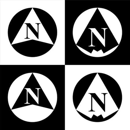 Illustration of North map direction sign and symbol. Set of 4 vector.designs in Eps 8.のイラスト素材