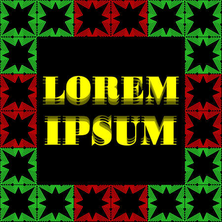 Square Frame from Formed Lines Geometric Pattern Template Isolated on Black Background with Copy Space for Your Text.のイラスト素材