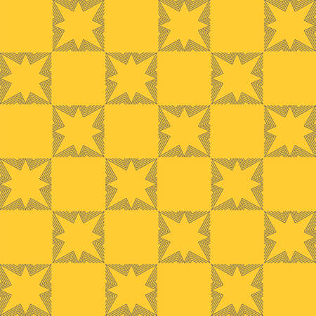 Checkered Pattern of Formed Lines on Isolated Yellow Background.のイラスト素材