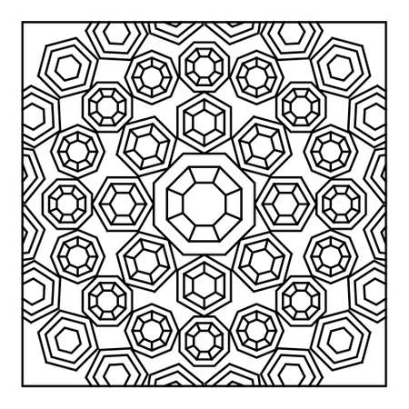 Easy Adult Coloring Page for Seniors. Square pattern in tile shape. Vector art in Eps 8.のイラスト素材