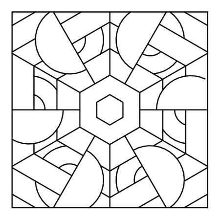 Easy Adult Coloring Page for Seniors. Square pattern in tile shape.のイラスト素材