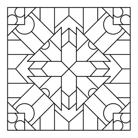 Easy Adult Coloring Page for Seniors. Square pattern in tile shape.のイラスト素材
