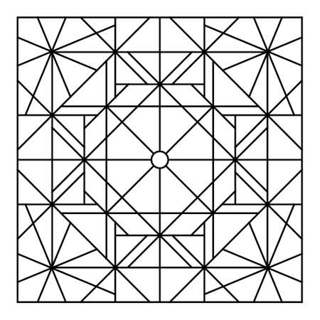 Easy Adult Coloring Page for Seniors. Square pattern in tile shape. Vector art in Eps 8.のイラスト素材