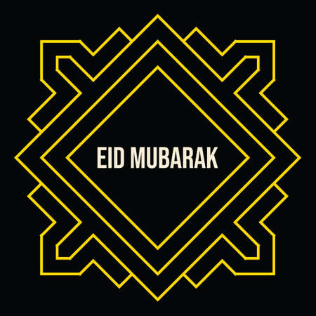 Islamic gold pattern ornament for Eid Mubarak greeting card. Vector in line art style with space for textのイラスト素材