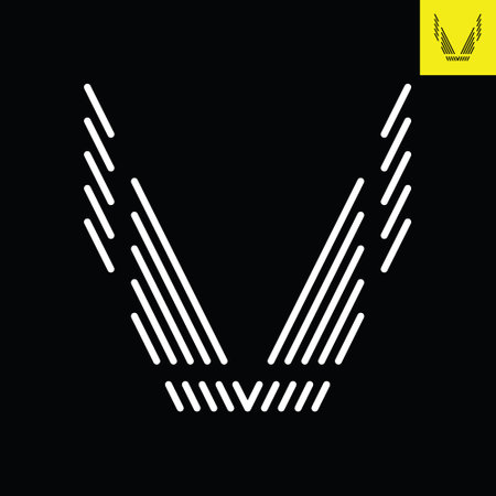 Letter V design in abstract line art style.のイラスト素材