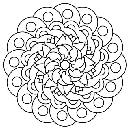 Mandala easy pattern coloring page. Perfect for seniors, grownups and kids. Vector in Wps 8のイラスト素材