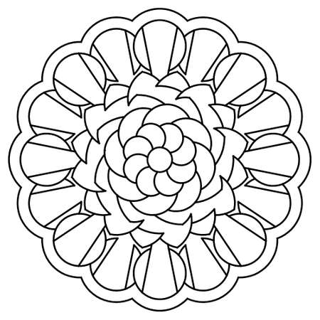 Mandala easy pattern coloring page. Perfect for seniors, grownups and kids. Vector in Wps 8のイラスト素材