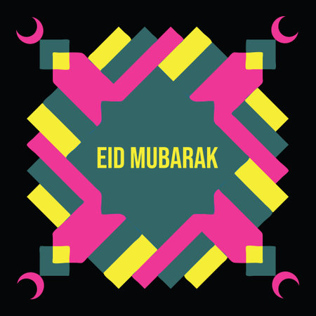 Islamic colorful pattern ornament for Eid Mubarak greeting card. Vector art in flat design symmetry geometric with space for textのイラスト素材