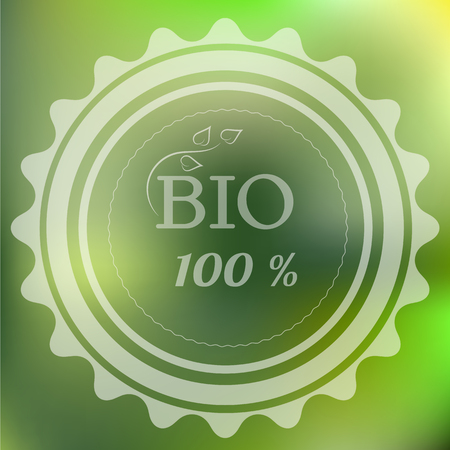 Vector eco organic bio logo on the green blurred backgroundのイラスト素材