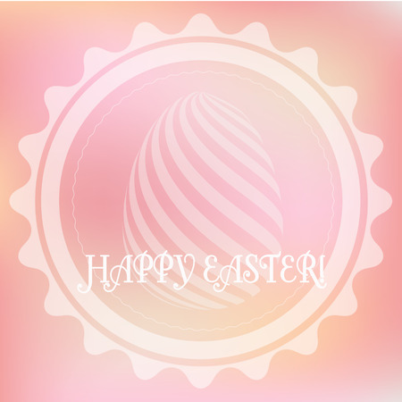 Happy Easter logo on the pink blurred backgroundのイラスト素材