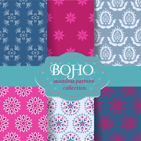 Boho style seamless collection for your design. Vector illustrationのイラスト素材