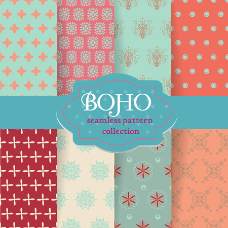 Boho style seamless collection for your design. Vector illustrationのイラスト素材