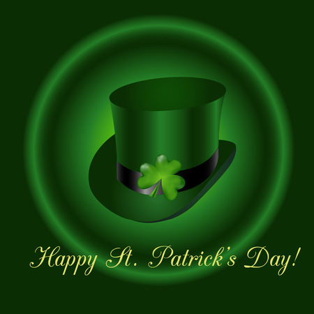 Irish top hat with three-leaf clover and text congratulation St. Patrick's Dayのイラスト素材