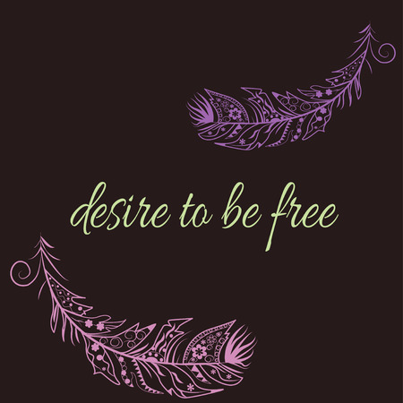 Vector Illustration  with feathers in boho styleのイラスト素材