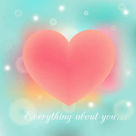 Everything about you vector poster on blue and pink blurred backgroundのイラスト素材