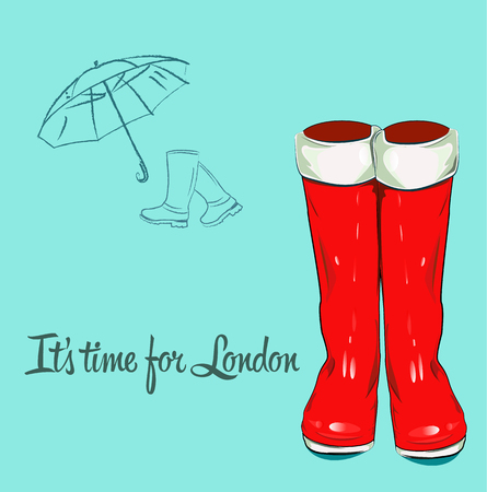 Vector illustration with red bootsのイラスト素材