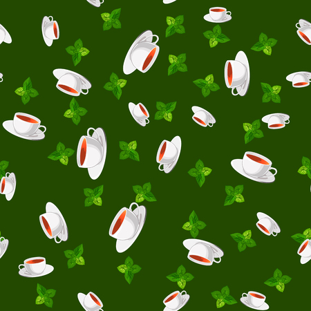 Seamless teacups and minのイラスト素材