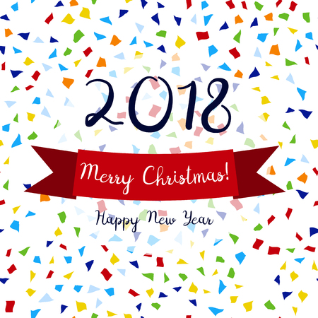 Christmas card with confettiのイラスト素材