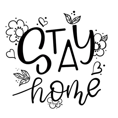 Stay home written in typography poster design.Save planet from corona virus.Stay safe,stay inside home.Prevention from virus.のイラスト素材