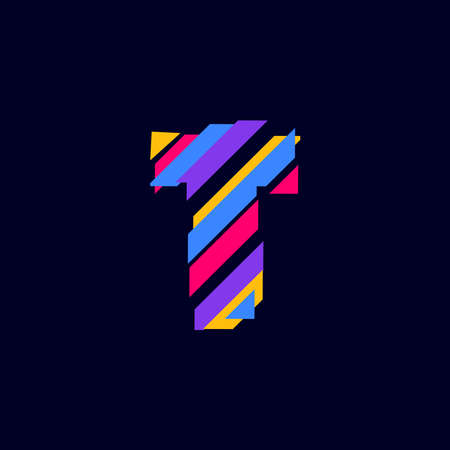 Colorful Abstract T Letter volume design template. T font icon Vector Illustration perfect for your visual identity.のイラスト素材