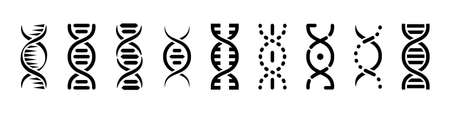 Vector DNA icons isolated on white. Science symbols.のイラスト素材