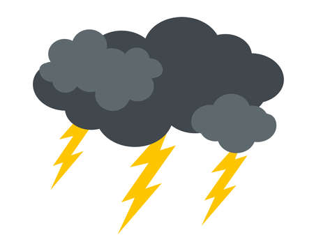 Dark clouds with lightning. Thunderstorm icon. Vector illustrationのイラスト素材