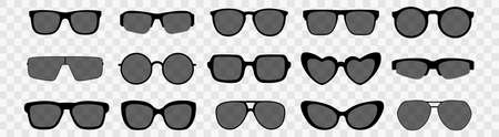 Transparent sunglasses collection. Set of trendy glasses. Summer accessory. Vector designのイラスト素材