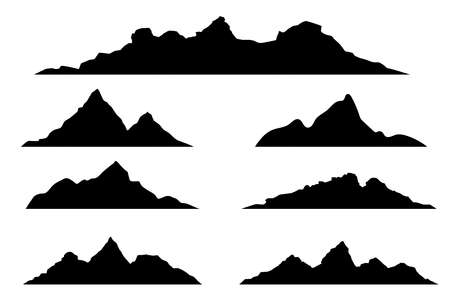 Mountain silhouettes. Vector collection of mountain landscape shapes for designのイラスト素材