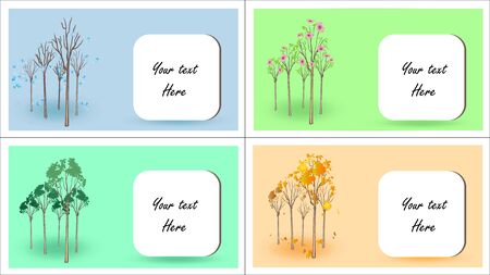 4 Season background wiht text in squareのイラスト素材