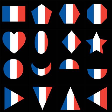 French National flag and set of geometric shapeのイラスト素材