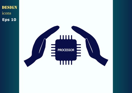 Circuit board, technology icon, vector illustration. Flat design styleのイラスト素材