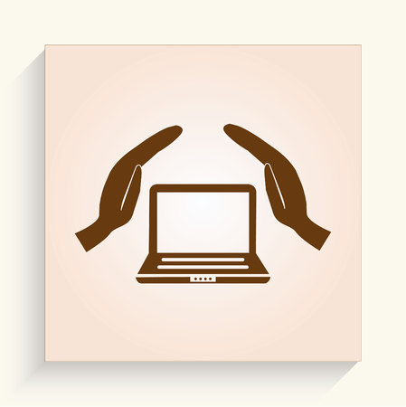 Protecting your computer laptop iconのイラスト素材