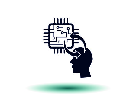 Circuit board, technology icon, vector illustration. Flat design styleのイラスト素材