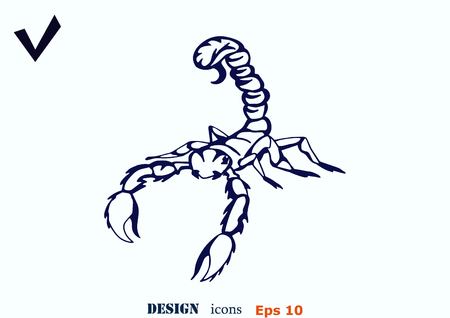 Vector illustration of an evil, savage, aggressive scorpion. Predatory, dangerous beast. Angry poisonous spider.のイラスト素材