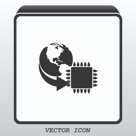 Circuit board, technology icon, vector illustration. Flat design styleのイラスト素材