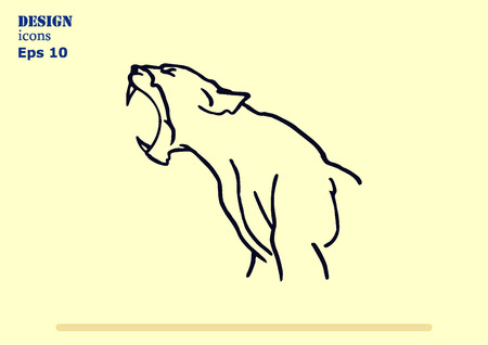 Vector illustration of an evil, wild, aggressive leopard. Prey, cheetah dangerous. Offensive cougar. Panther.のイラスト素材