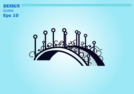 City silhouette icon. Vector illustration. bridge. Bridge over river. City landscape.のイラスト素材
