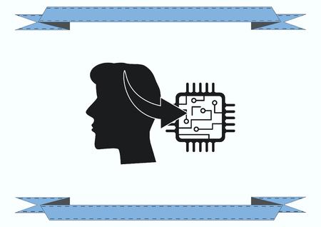 Circuit board, technology icon, vector illustration. Flat design styleのイラスト素材