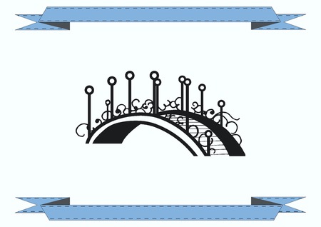 City silhouette icon. Vector illustration. bridge. Bridge over river. City landscape.のイラスト素材